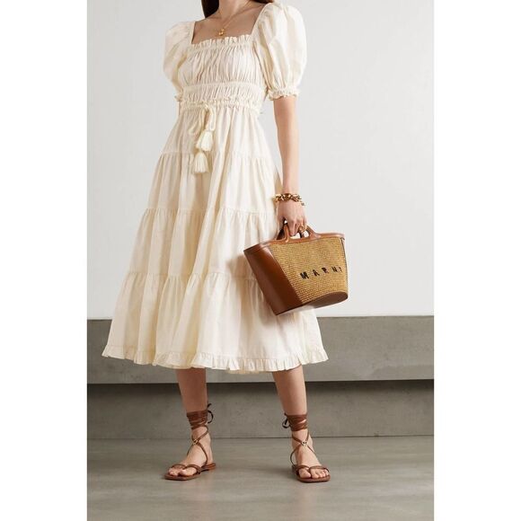 Ulla Johnson Dresses & Skirts - ULLA JOHNSON Iliana Belted Tiered Cotton Midi Dress US2